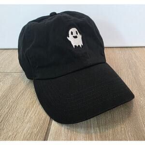 Newhattan Ghost Embroidered Dad Hat Black Adjustable Baseball Cap